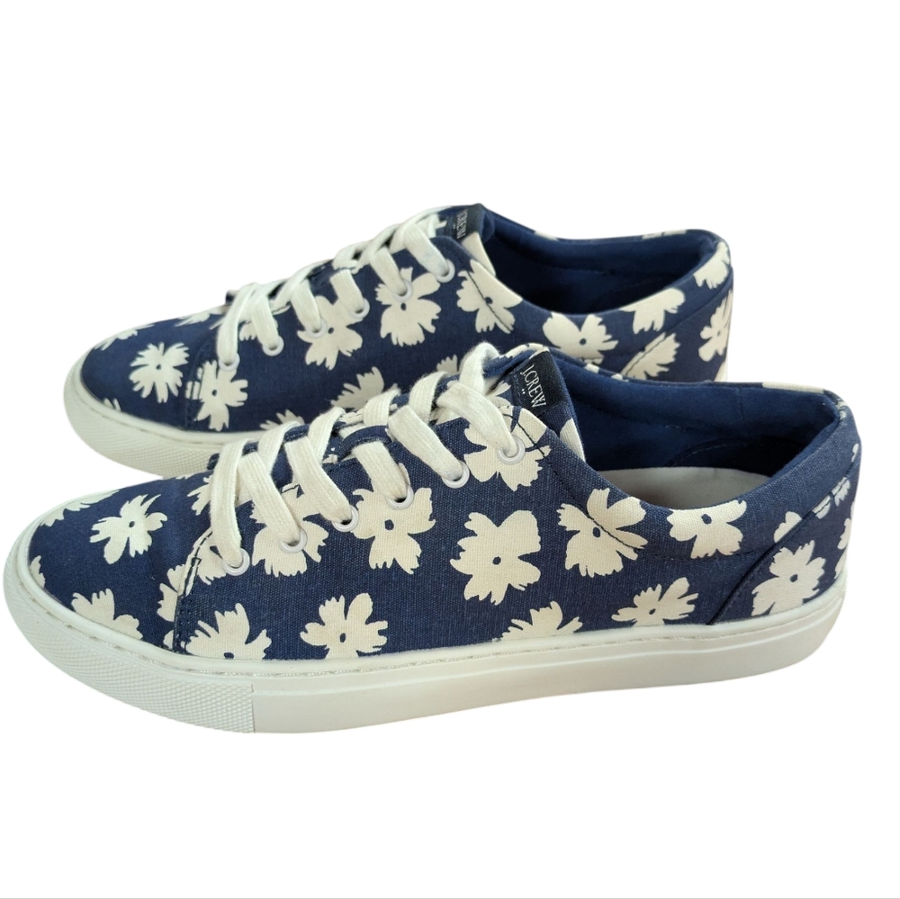 J. Crew Road Trip Printed Navy Floral Canvas Sneakers Size 8 - Picture 15 of 15